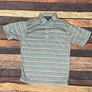 VTG Youngbloods Polo Mens Striped 1980s Gray Short Sleeve Tennis Shirt Summer